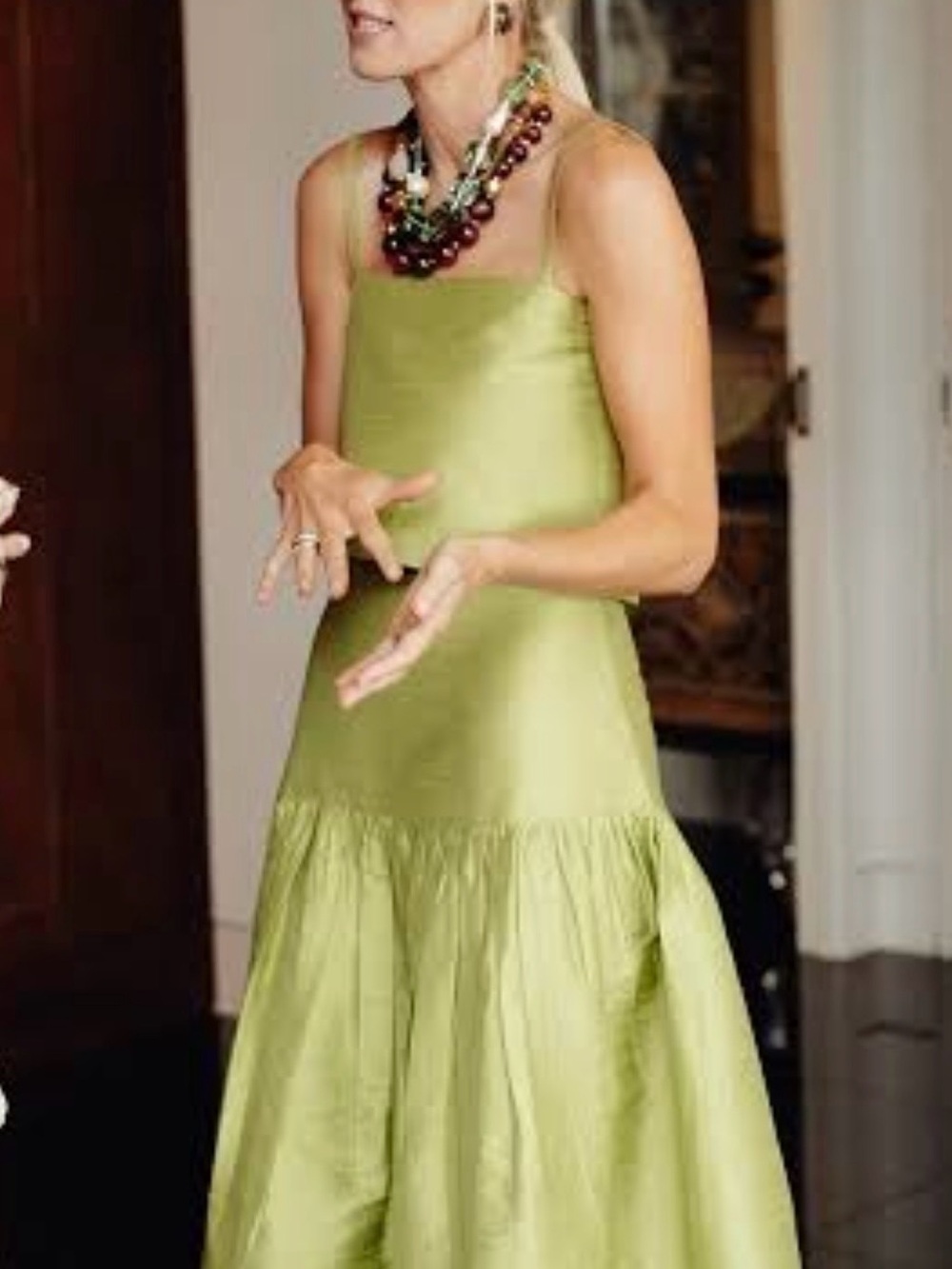 Julia Amory Circle Skirt and Top Dupioni - Chartreuse × 1